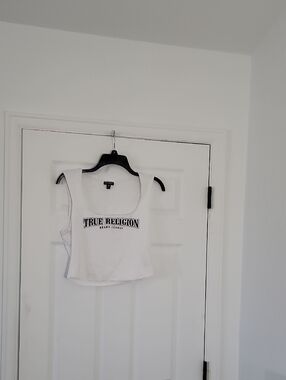 True Religion White Logo Cropped Tank